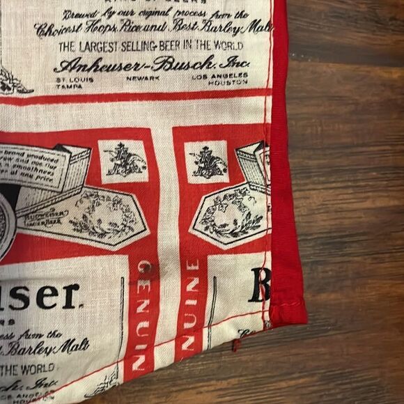 Vintage Budweiser Beer Red White Allover Print Reversible Button Closure Vest - Picture 11 of 11